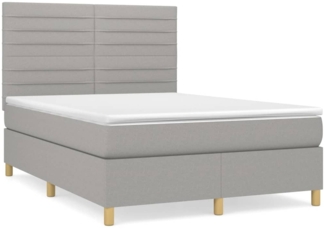 vidaXL Boxspringbett mit Matratze Hellgrau 140x190 cm Stoff 3142409