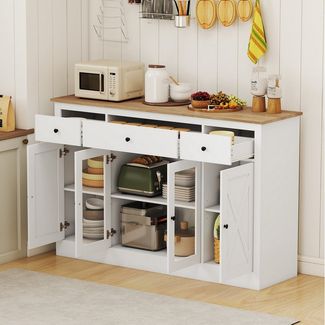 KOMFOTTEU Küchenbuffet Küchenschrank Sideboard mit Arbeitsplatte, Schubladen & 2 Türen