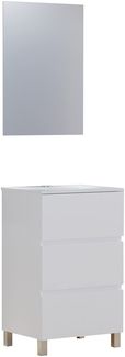 Baikal NEO, Melamin, 16 mm Keramisches Badezimmermöbel mit Waschbecken und Spiegel, weiß, 50 cm