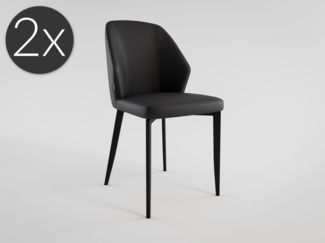 2er Set Esszimmerstuhl Design Küchenstuhl Jona Kunstleder schwarz Metallbeine : Schwarz
