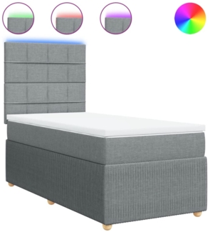 vidaXL Boxspringbett mit Matratze Hellgrau 80x200 cm Stoff 3294183