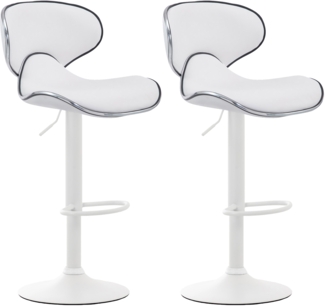2er Set Barhocker FAMIR - Kunstleder Weiß 46 x 49 x 88 cm Weiß | Barstuhl Mit Lehne Tresenhocker Tresenstuhl Kneipenhocker Kneipenstuhl