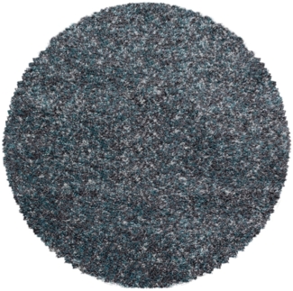 Hochflor Teppich Enrico rund - 80 cm Durchmesser - Blau