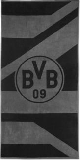 BVB Handtuch BVB Duschtuch grau/schwarz 70x140 cm, Baumwolle (Packung, 1-St)