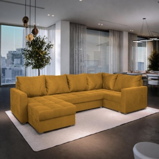 Masseno Ecksofa LORIVO mit Schlaffunktion U-Form, Sofa mit Bettkasten