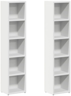 DOTMALL Stauraumschrank CD-Regale 2 Stk. Weiß 21x16x93,5 cm Holzwerkstoff