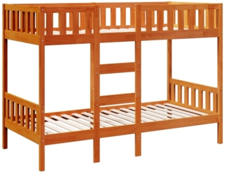 vidaXL Etagenbett Wachsbraun 90x190 cm Massivholz Kiefer 3308606