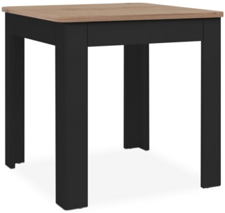 Esstisch >Oslo< mit Schublade, Artisan Oak Dekor / Schwarz - 80x77x80cm (BxHxT)