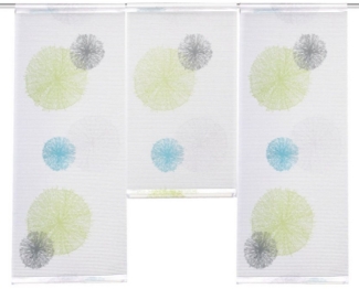 Clever-Kauf-24 Scheibengardine 3-teiliges Mini Flächenvorhang Set Rawlins grün blau Scheibengardine, Stangendurchzug, halbtransparent