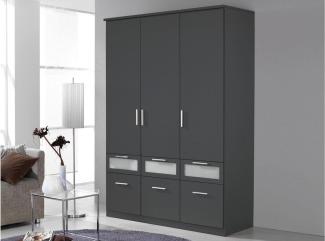 Kleiderschrank BOCHUM Schrank grau-metallic Dekor 136cm