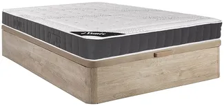 Vente-unique - ATLANTIDE Set aus Matratze und Bettgestell Holz, PlatteStoff Beige - B 140 cm x H 30 cm27 cm x L 190 cm