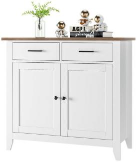 HOMECHO Buffet Sideboard Weiß Küchenschrank mit 2 Schubladen 2 Türen