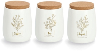 Zeller Present Vorratsdose Flowers, Kork, Metall, (Set, 3-tlg), leichten Vintage-Charme