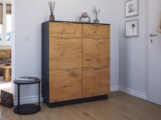 Schuhschrank Domus-XXL 2 Softeinzüge 4 Klappen 16 Paar Oak : Oak / Grafit