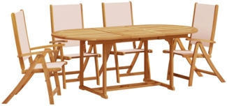 vidaXL 5-tlg. Garten-Essgruppe Massivholz Akazie und Textilene 3279272
