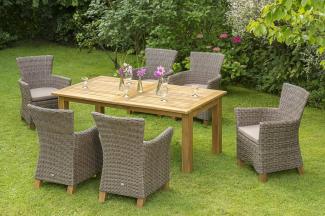 YOURSOL by Merxx Gartenmöbel Set Toskana 6 Personen mit Ausziehtisch 180 - 260 cm, Holztisch