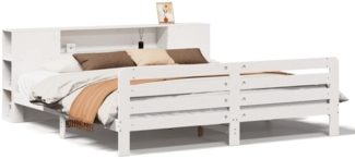 vidaXL Massivholzbett ohne Matratze Weiß 180x200 cm Kiefernholz 3309888