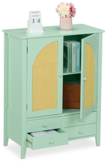 Türkises Sideboard mit Rattanoptik 10050455