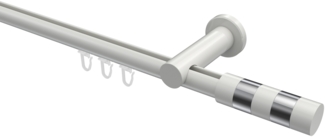 Innenlauf-Gardinenstangen-Set Platon Mavell 240 cm (geteilt in 2 x 120 cm), 1-läufig, 20 mm Ø Weiß