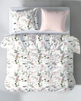 MTOnlinehandel Wendebettwäsche Kolibri & Blumen in zwei Größen • Frühling, Microfaser, 2 teilig, Florales Muster • rosa • Partnerbettwäsche