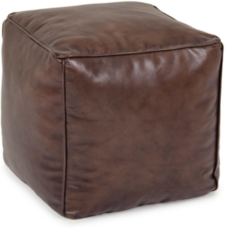 Pouf Mendez aus Leder, Braun, 40 x 40 x 40 cm