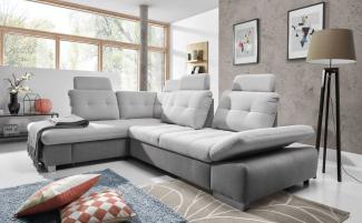 Ecksofa Schlafsofa REMON XL Grau/ Hellgrau Ottomane Links