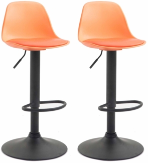 2er Set Barhocker LUNOR - Kunstleder Orange 39 x 43 x 82 cm Schwarz | Barstuhl Mit Lehne Tresenhocker Tresenstuhl Kneipenhocker Kneipenstuhl