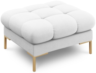 Micadoni Hocker Mamaia 1-Sitzer Strukturierter Stoff Hellgrau Metall Gold