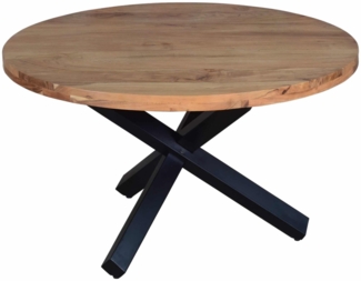 Runder Massivholz Tisch Akazie Natur 120 cm schwarz RUNA 527540