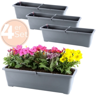4x Blumenkasten mit Wasserspeicher Blumenkasten Fensterbank Pflanzkasten Outdoor Wasserstandsanzeiger Gießschacht Bewässerungsband 60 cm Anthrazit