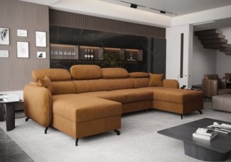 AX LIVING Ecksofa mit Schlaffunktion Ribella 5 345cm Bernstein U-Form