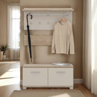 IDIMEX Wandgarderobe BILBAO, Garderobenset Flurgarderobe Sitzbank Cremona Eiche/ Kaschmir