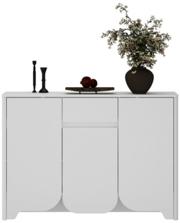 FUFU&GAGA Sideboard Sideboard mit 3 Türen & Schublade, weiß, MDF, 120×35×85cm