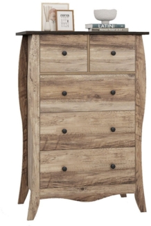 COSTWAY Kommode, mit 5 klappbaren Stoffschubladen, Sideboard Holz
