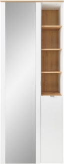 BARI Garderobenschrank mit Spiegel in Weiß, Artisan Eiche Optik FSC-zertifiziert - Moderner Flurgarderoben Schrank mit viel Stauraum - 78 x 202 x 38 cm (B/H/T)