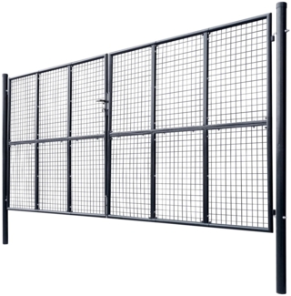vidaXL Gitter-Gartentor Verzinkter Stahl 415 x 175 cm Grau 143378