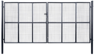 vidaXL Mesh-Gartentor Verzinkter Stahl 400x175 cm Grau 143378