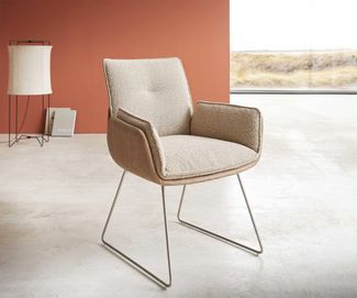 Esszimmerstuhl Nela-Flex Materialmix Schlamm Kufengestell Edelstahl