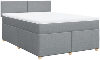 vidaXL Boxspringbett mit Matratze Hellgrau 160x200 cm Stoff 3286724