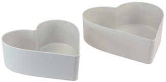 Viana Blumentopf Herzschale Dekoschale Set Weißgrau 24/21cm Pflanzschale 2er-Set