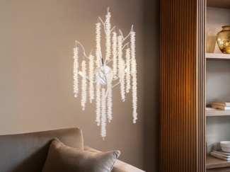 Ausgefallene LED Wandlampe Silber Chrom mit Kristall, Höhe 60cm