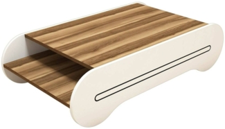 Dmora Wohnzimmertisch Anz, Niedriger Wohnzimmertisch, Kaffeeregal, Couchtisch für Sofa, 120x64h30 cm, Walnuss und Weiß