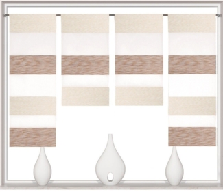 Clever-Kauf-24 Scheibengardine 4-teiliges Mini-Flächenvorhang-Set in beige weiß 2291-13, Stangendurchzug, halbtransparent, Store