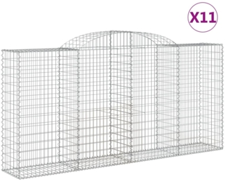 vidaXL Gabionen mit Hochbogen 11 Stk 300x50x140/160cm Verzinktes Eisen 3146746