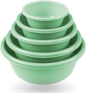 Rührschüssel im ( 3x5er ) Set, Teigschüsseln, 15er-pack Kunststoff Mixing Bowl Set ( 0,7L - 6L ), Stapelbare Salatschüssel Servierschalen für Küche