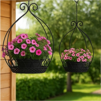 HTI-Living Blumentopf Blumenampel 2er Set Metall (Set, 2 St, 2 Blumenampeln in verschiedenen Größen), Hängeampel Deckenhänger