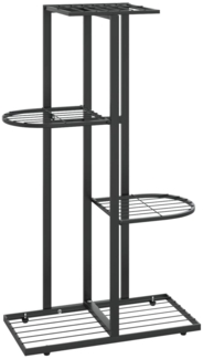 vidaXL Blumenständer 4-Etagen 43x22x76 cm Schwarz Metall 336108