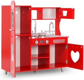 vidaXL Kinderspielküche, MDF rot, 89 x 84 x 31 cm