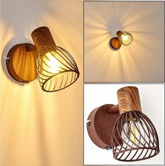 hofstein Wandleuchte »Laccio« verstellbare Wandlampe aus Metall/Holz in Rost/Braun, ohne Leuchtmittel, 1xE14, Wandspot im Retro/Vintage Design m. An-/Ausschalter am Gehäuse