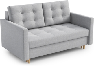 AX LIVING Spaxton 2 Sitzer Sofa Klein 155 cm Hellgrau mit Schlaffunktion